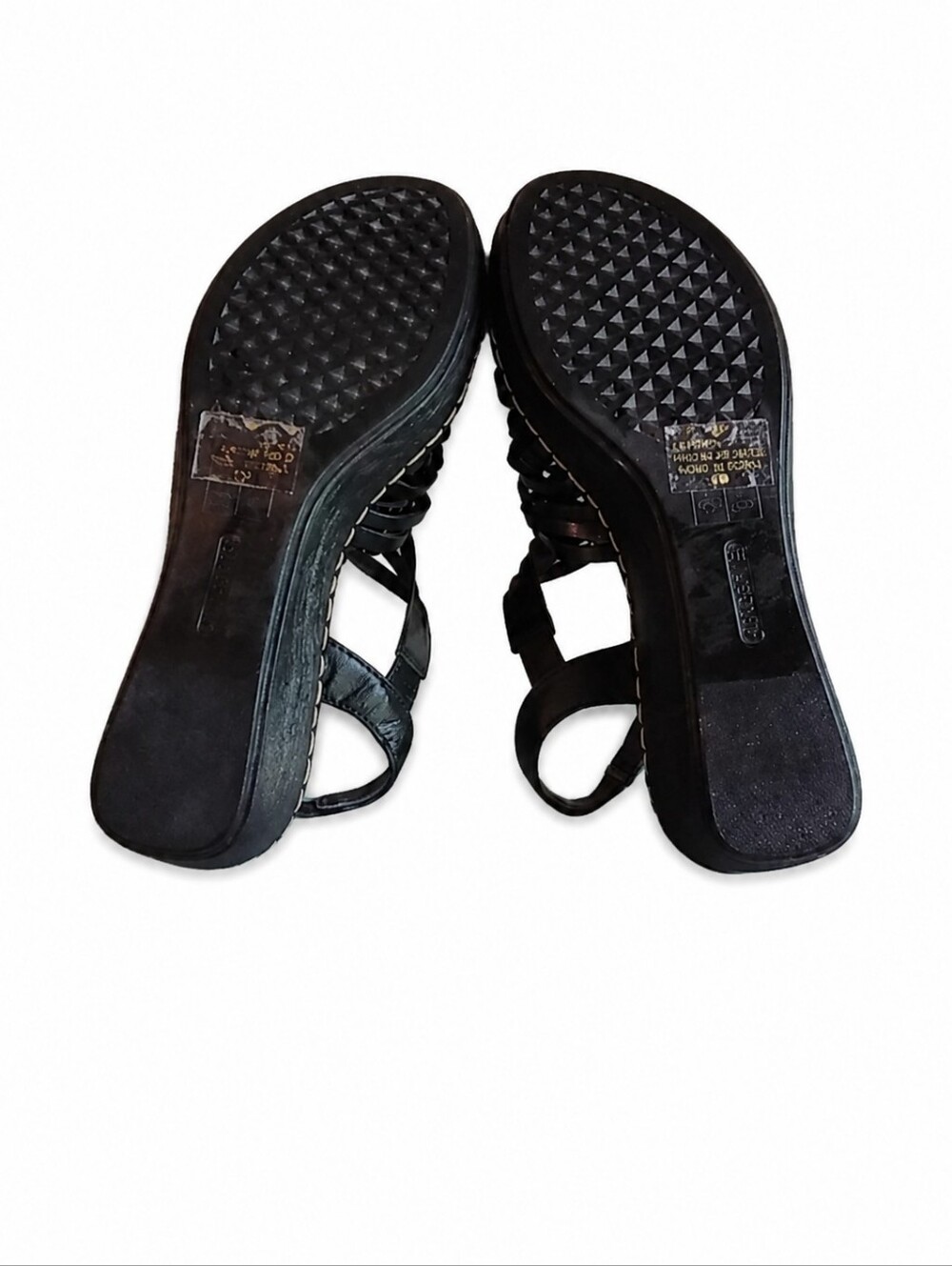 Aerosoles Black Woven Leather Wedge Sandals Size 6M Chic Comfort Classic - Picture 5 of 11